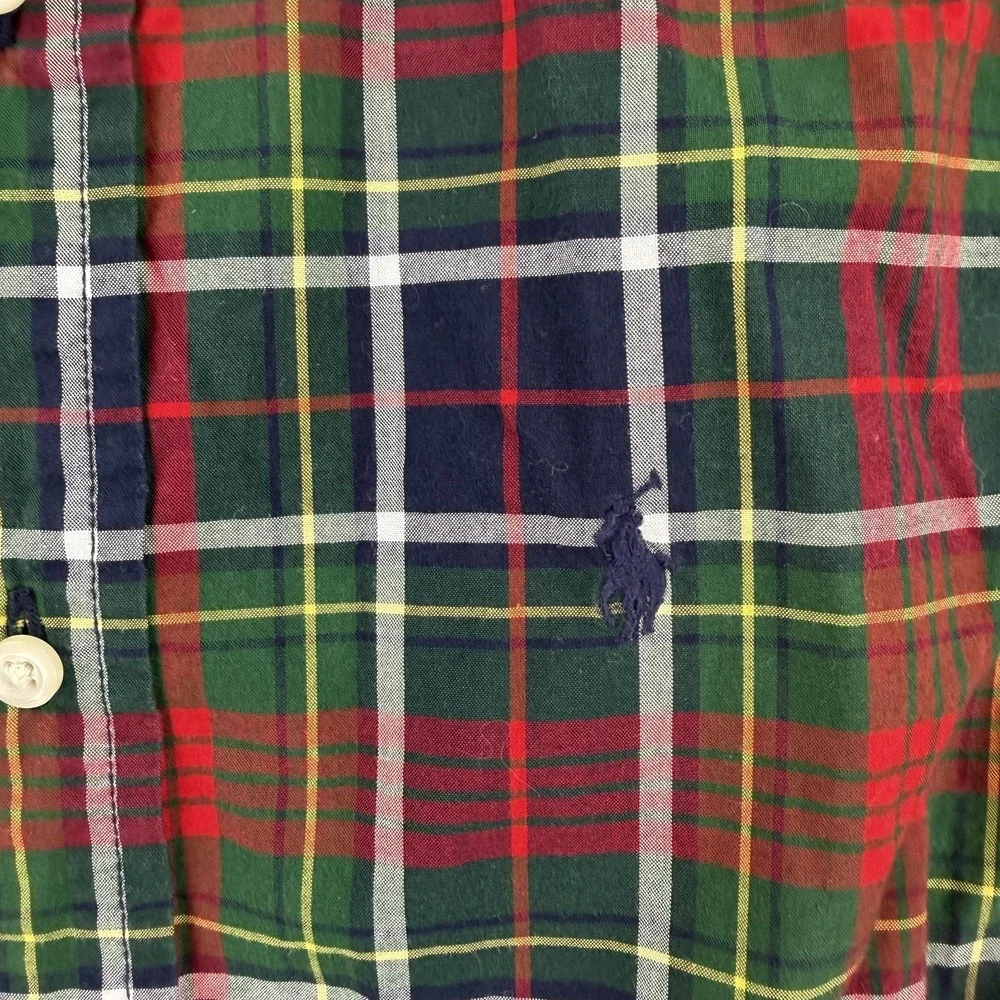 Ralph Lauren Shirt Kids 7 Multicolor‎ Plaid Long Sleeve Button Up Stretch Cotton
